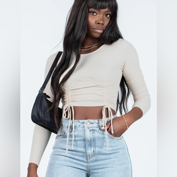 Princess Polly Tops - Stormi Long Sleeve top in beige